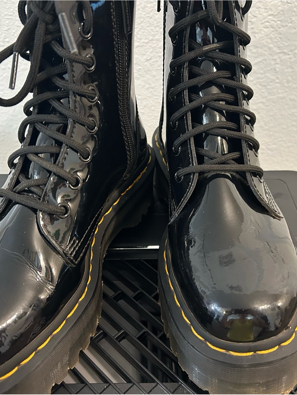 Dr. Martens Black Patent Leather Combat Boots